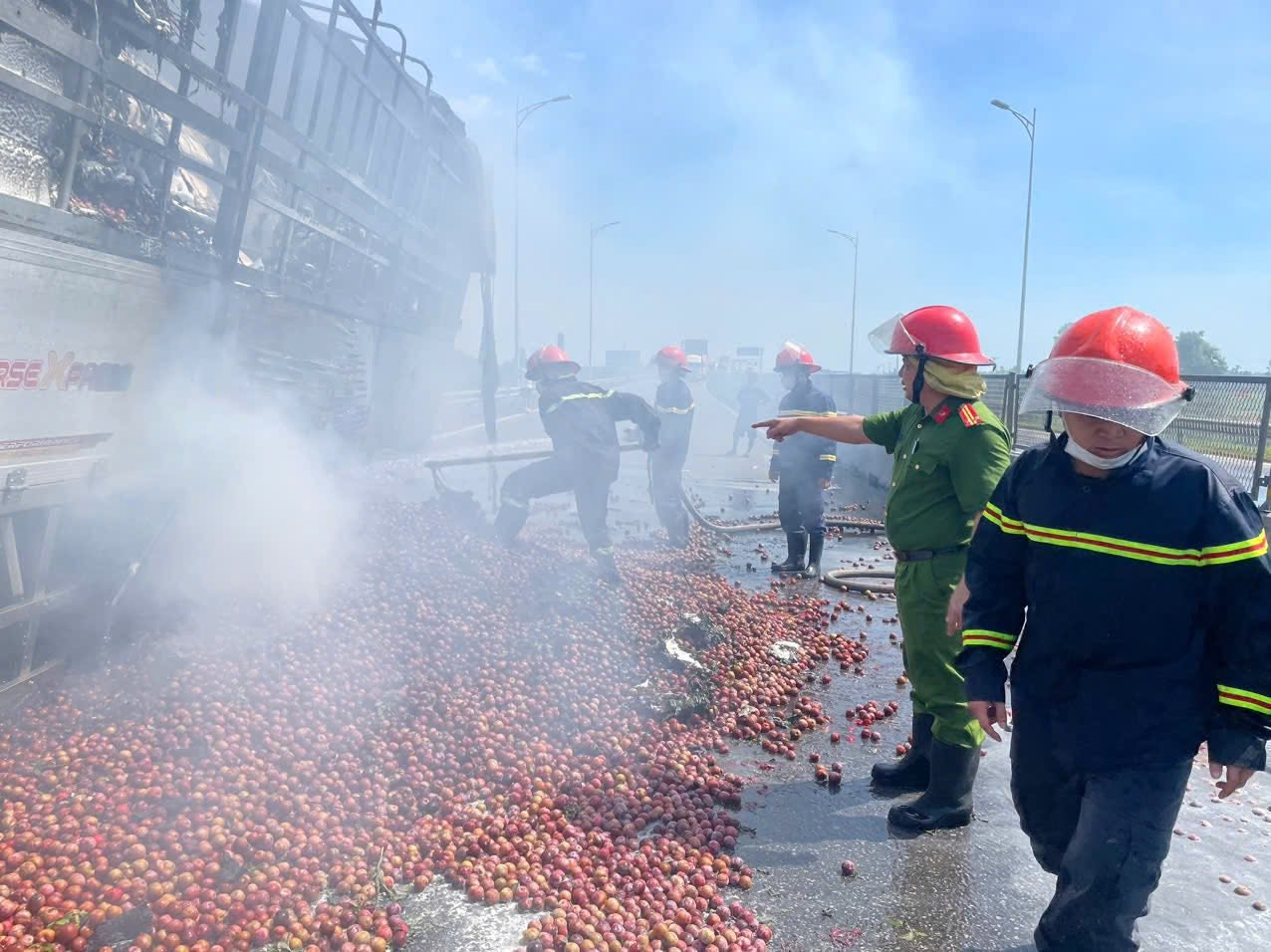 Hà Tĩnh: Cháy xe tải chở 10 tấn nông sản trên cao tốc Diễn Châu-Bãi Vọt